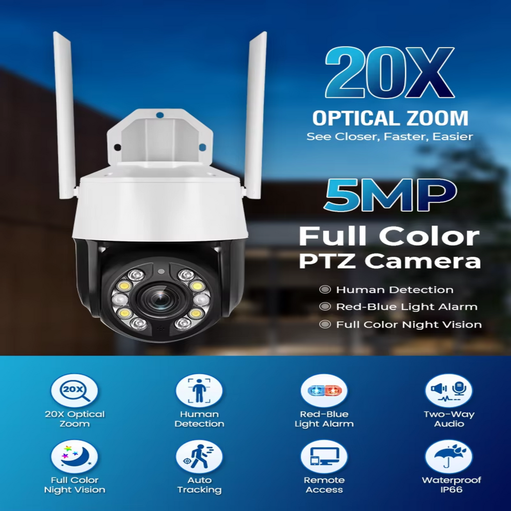 InLifeCam Tuya app 5MP 20X Optical Zoom IR 150m Night Vision Network Wifi Dome PTZ Camera 360 Panoramic P2P IP Wireless Smart Tuya Two-Way Audio