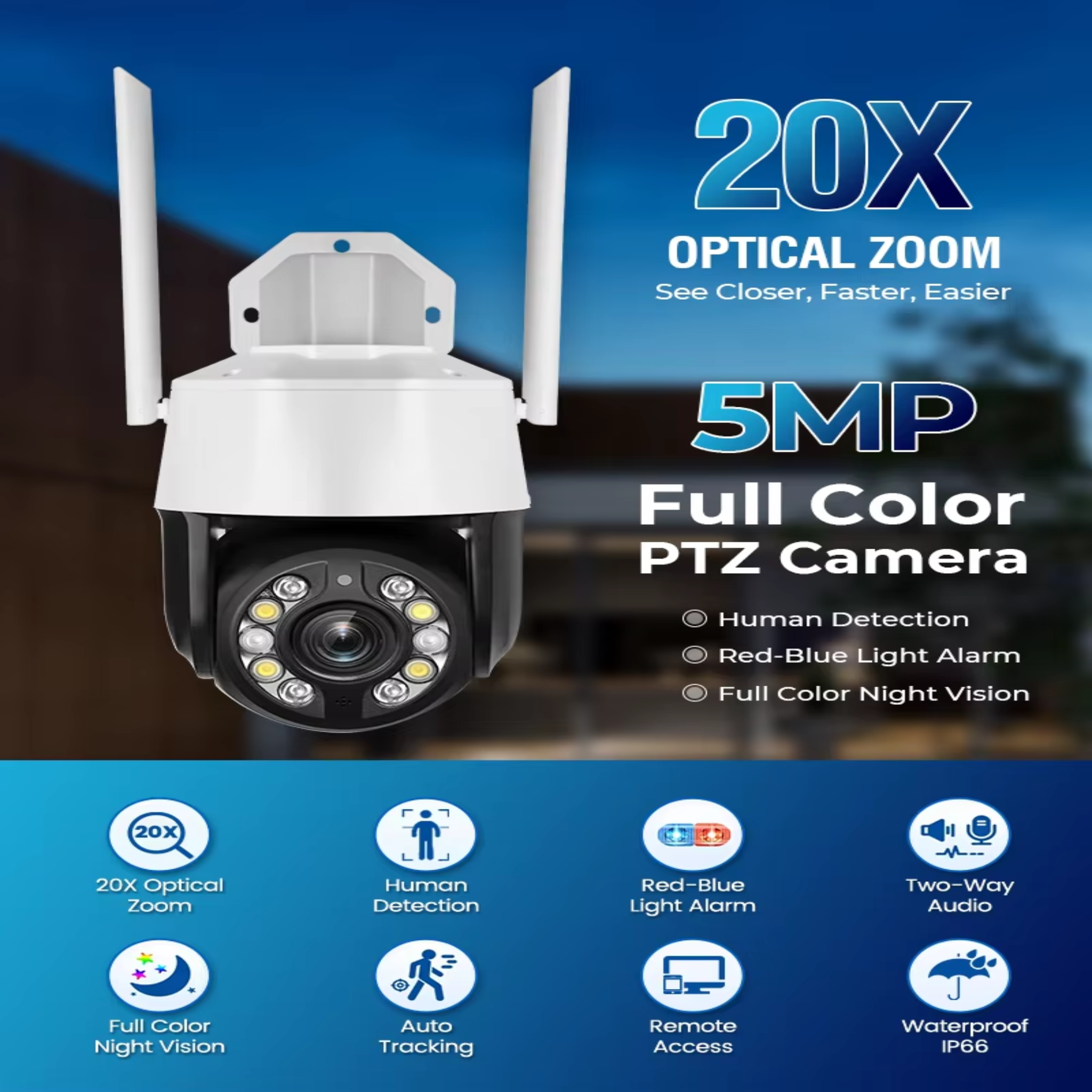 InLifeCam Tuya app 5MP 20X Optical Zoom IR 150m Night Vision Network Wifi Dome PTZ Camera 360 Panoramic P2P IP Wireless Smart Tuya Two-Way Audio