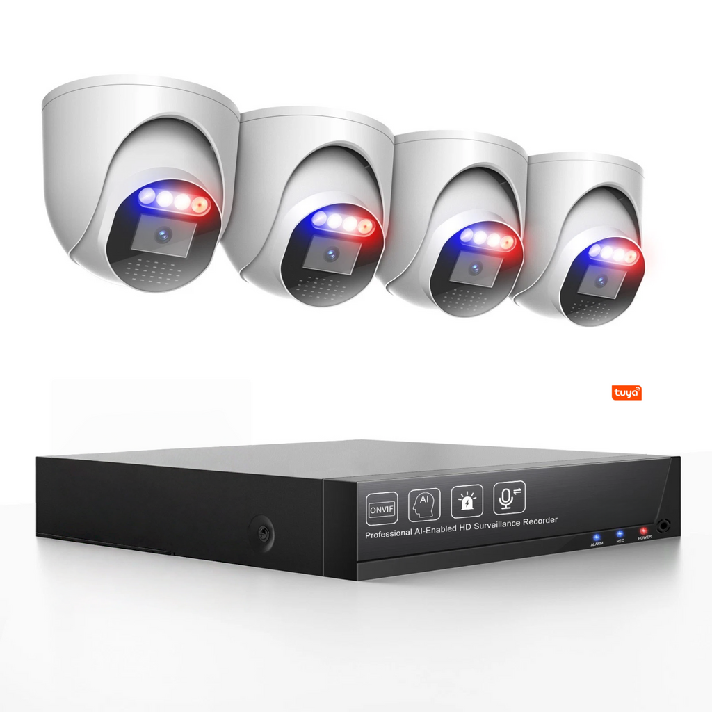 Tuya APP 5MP 4CH/8CH Indoor Outdoor Turret/ Bullet IP Camera POE NVR SUrveillance Security System