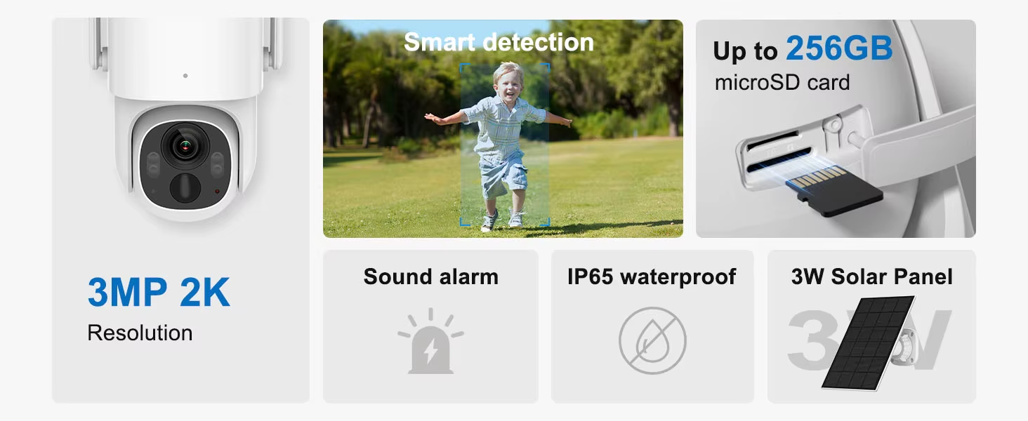 InLifeCam Tuya Smart APP 3MP 4G /WI-FI Battery PT Camera Solar IP Camera Use for Home Farm Store Market