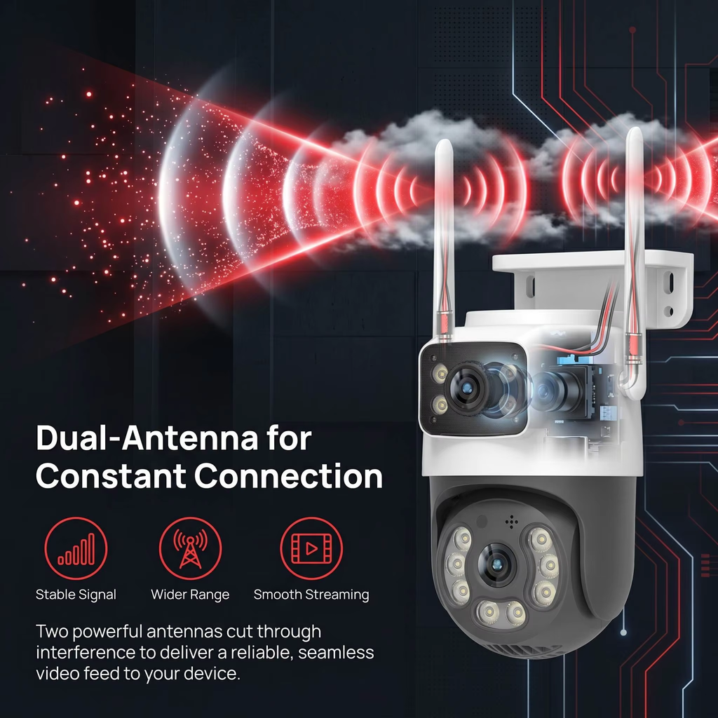 Tuya APP 2MP+2MP or 4MP+4MP Outdoor Bullet Ptz Dual Lens WIFI IP Camera