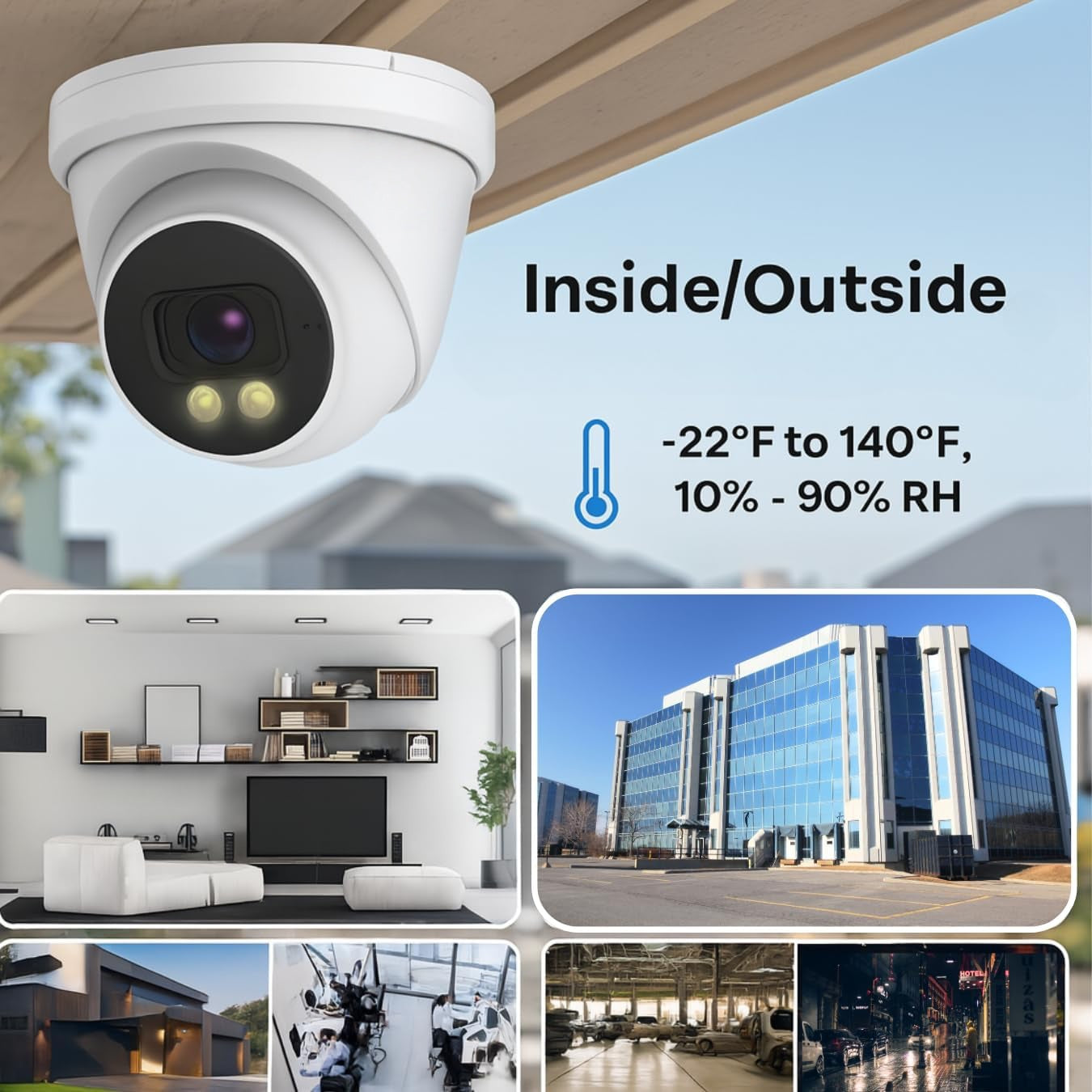 Surveillance Products Network Camera Tuya Smart APP 5MP Security Camera System Dome PoE Turret IP Camera Full-Color Night Vision, High Resolution Monitor