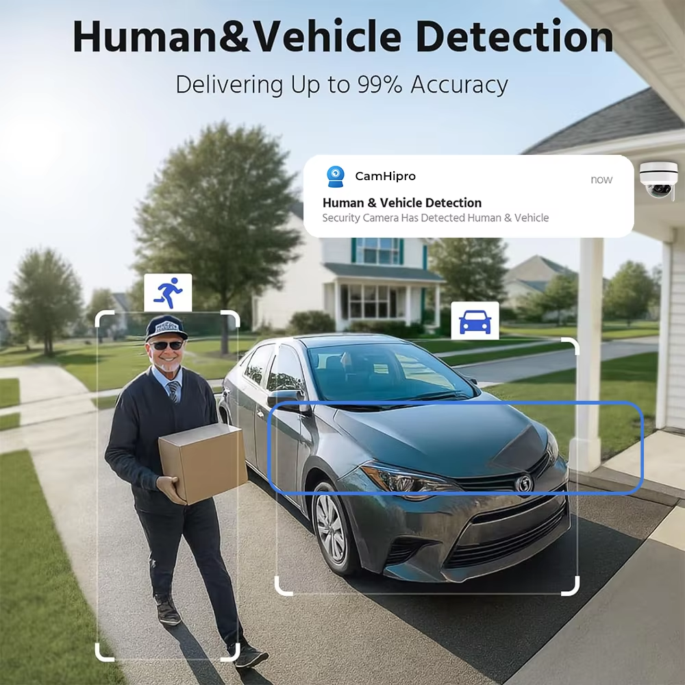 Outdoor 2*4MP Dual Lens Optical Zoom WiFi PTZ Security Camera Auto Zoom Tracking AI Human Vehicle Detect Color Night Vision