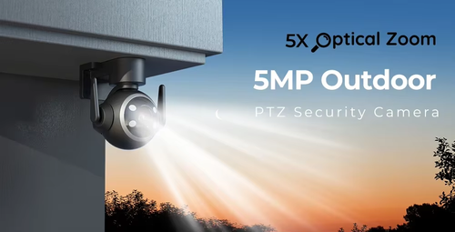 5X Optical Zoom 5MP Outdoor WiFi IP PTZ Camera 2.4/5Ghz Dual Band Humanoid Tracking Spotlight Color Night Vision Security Camera