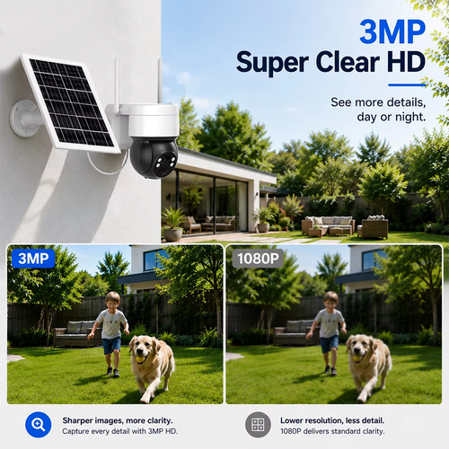 3MP Tuya APP Wireless WiFi PIR Human Detection Motion Tracking Patrol CCTV Battery Solar PTZ Surveillance Camera Outdoor
