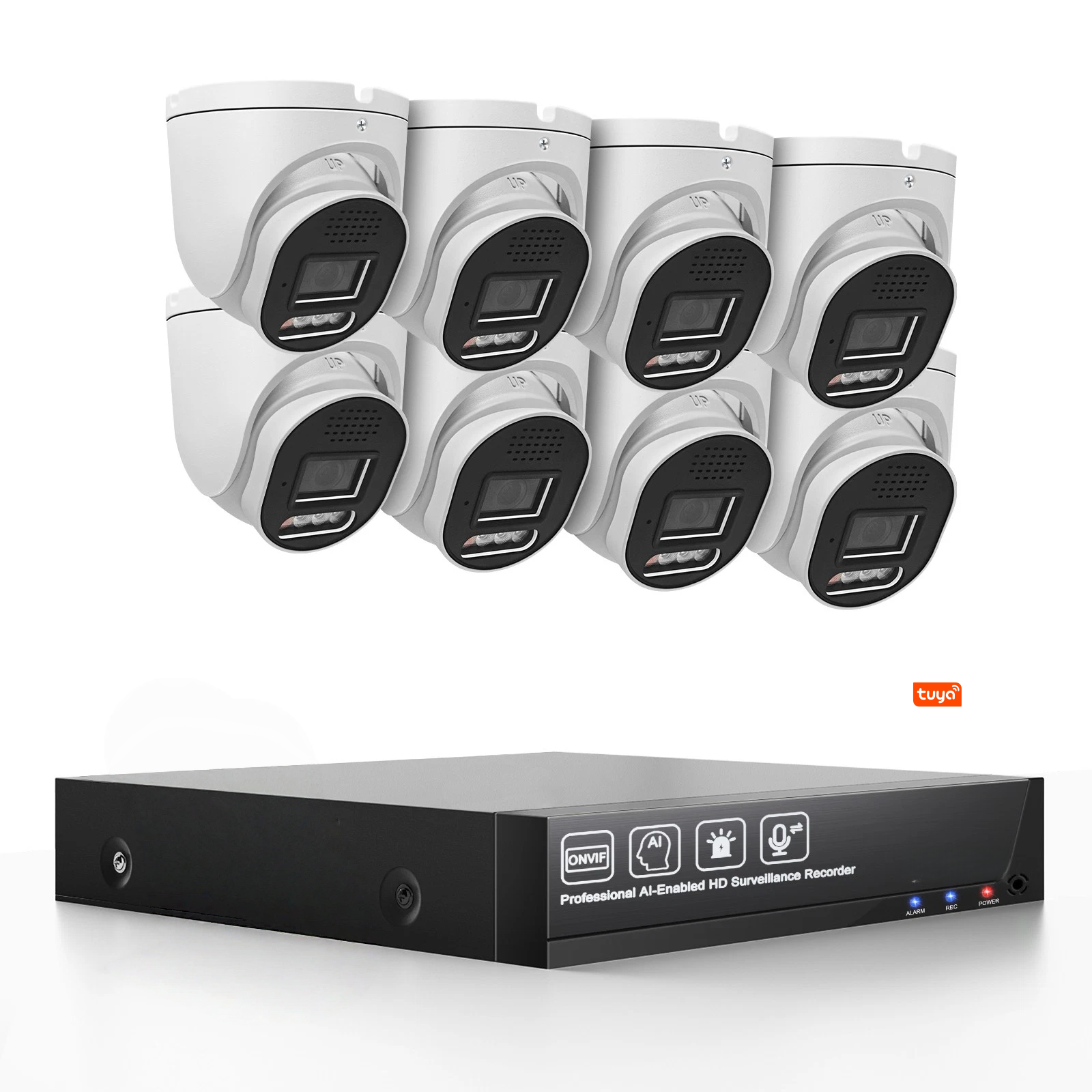 Tuya APP 5MP 4CH/8CH Indoor Outdoor Turret/ Bullet IP Camera POE NVR SUrveillance Security System