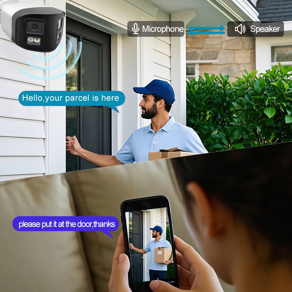 180 Degree Dual Lens IP Dome Camera Full Color Panoramic AI Two Way Audio PoE Ceiling Mount Turret CMOS Sensor NVR Data Storage