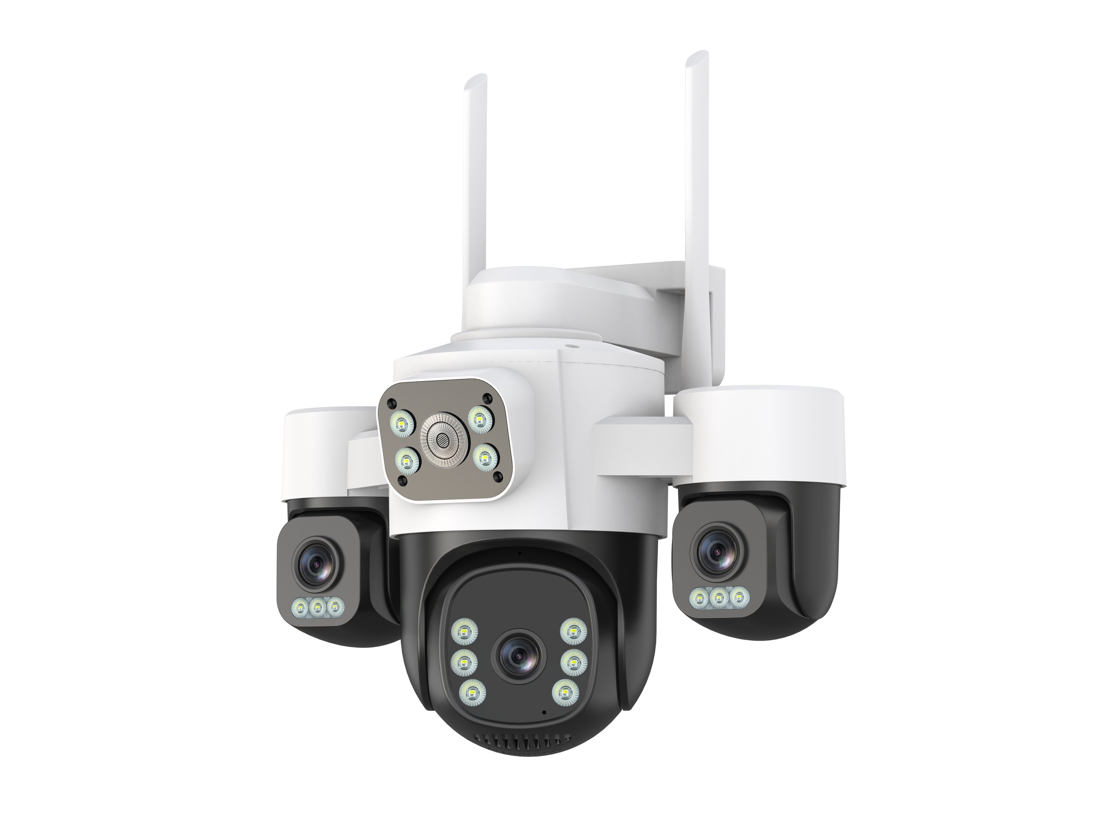Tuya Smart APP OEM Outdoor WI-FI Wireless PTZ Camera 6MP 3 Lens 3 Screen CCTV Security WiFi Camera 4 Lenses Connect Phone