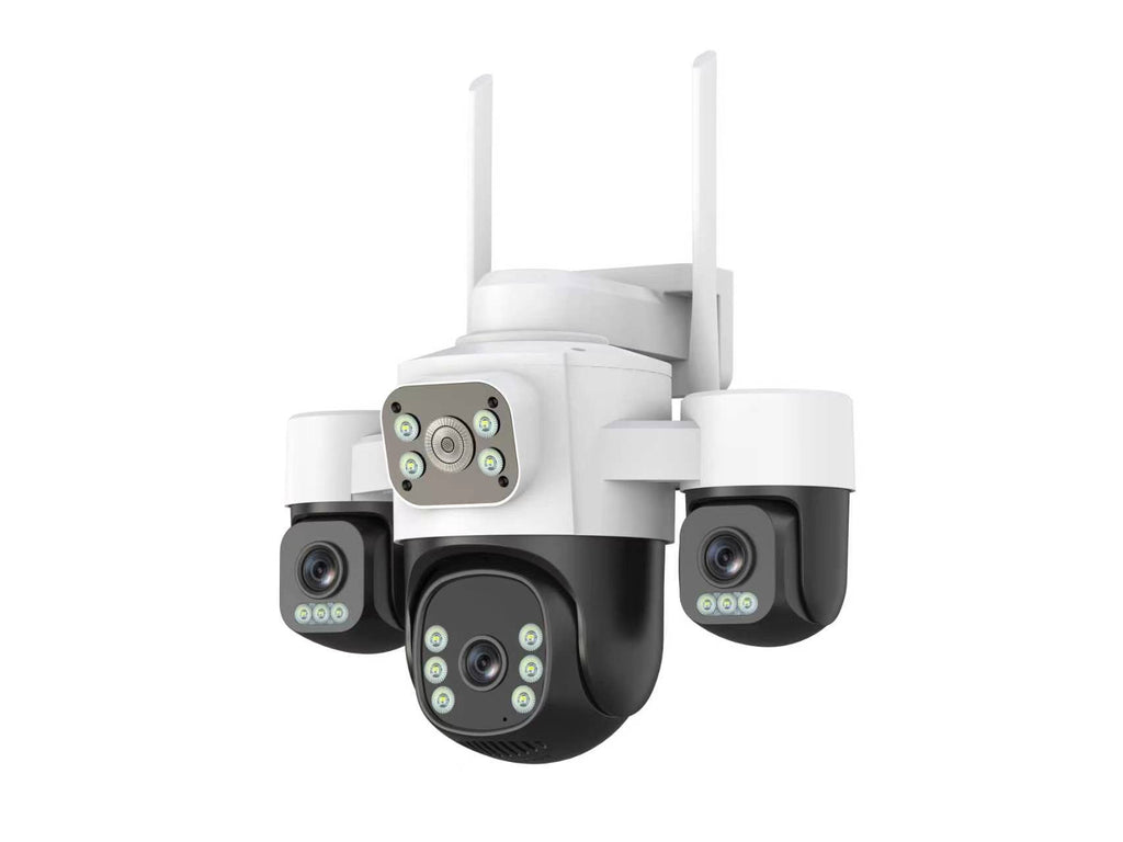 Tuya Smart APP OEM Outdoor WI-FI Wireless PTZ Camera 6MP 3 Lens 3 Screen CCTV Security WiFi Camera 4 Lenses Connect Phone