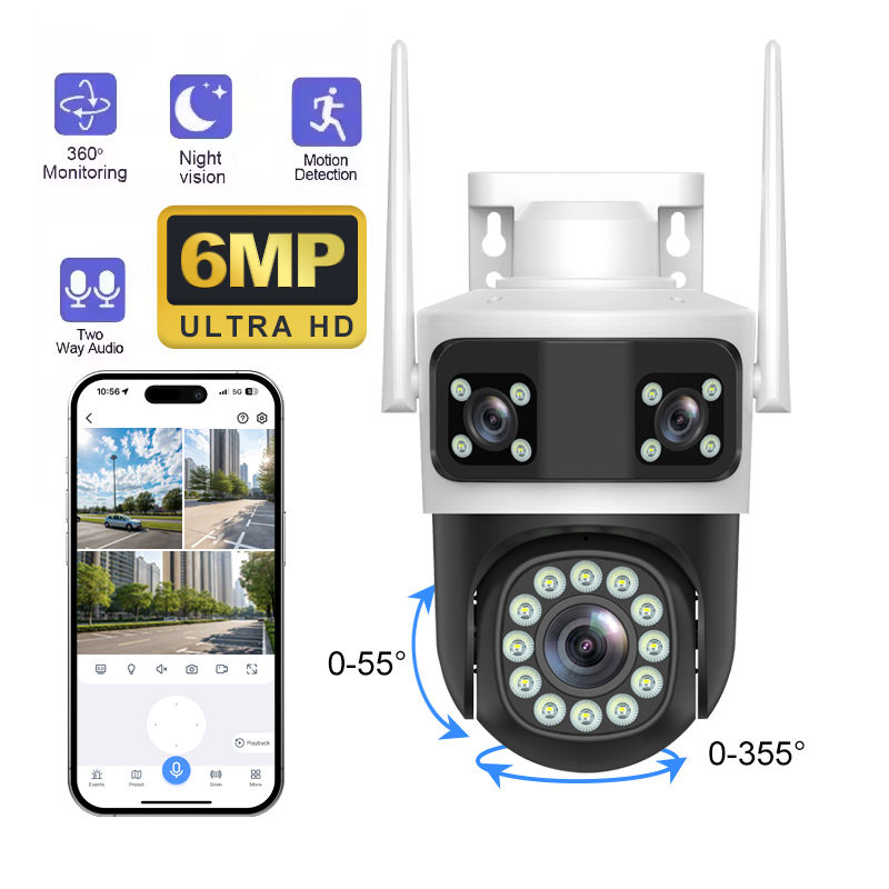 Tuya APP Three Lens Outdoor WIFI IP Camera