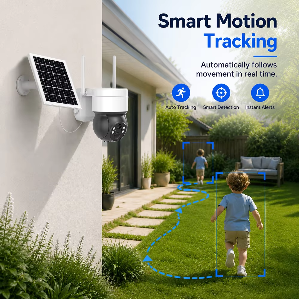 3MP Tuya APP Wireless WiFi PIR Human Detection Motion Tracking Patrol CCTV Battery Solar PTZ Surveillance Camera Outdoor