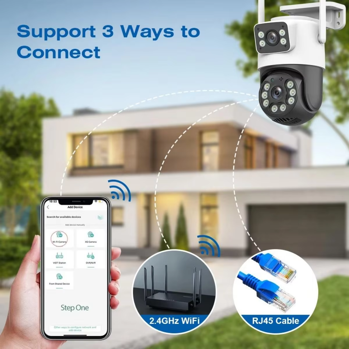 Tuya APP 2MP+2MP or 4MP+4MP Outdoor Bullet Ptz Dual Lens WIFI IP Camera