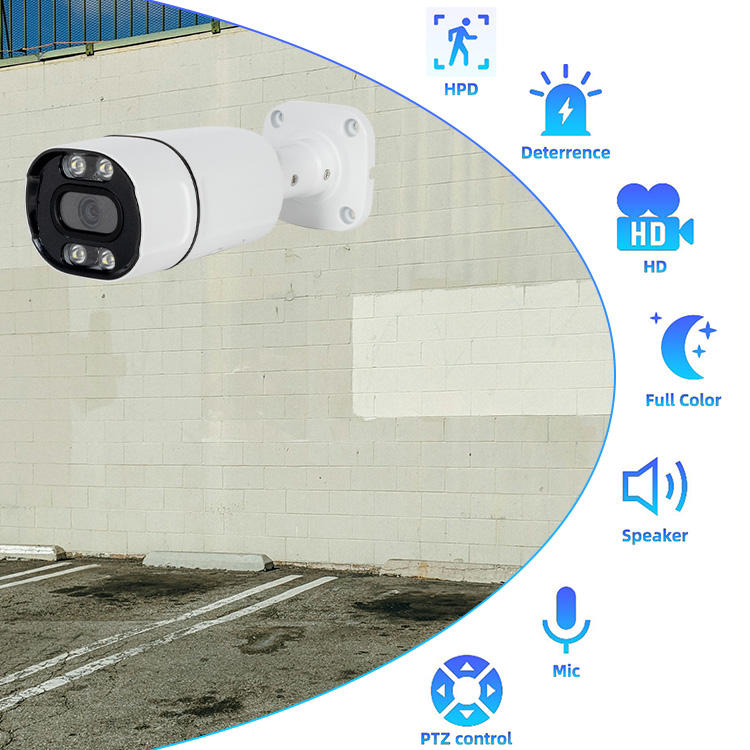 4MP Metal Bullet IP Camera Full Color Night Vision Humanoid Detection Two-Way Audio TF Card Slot for Home and Business Security