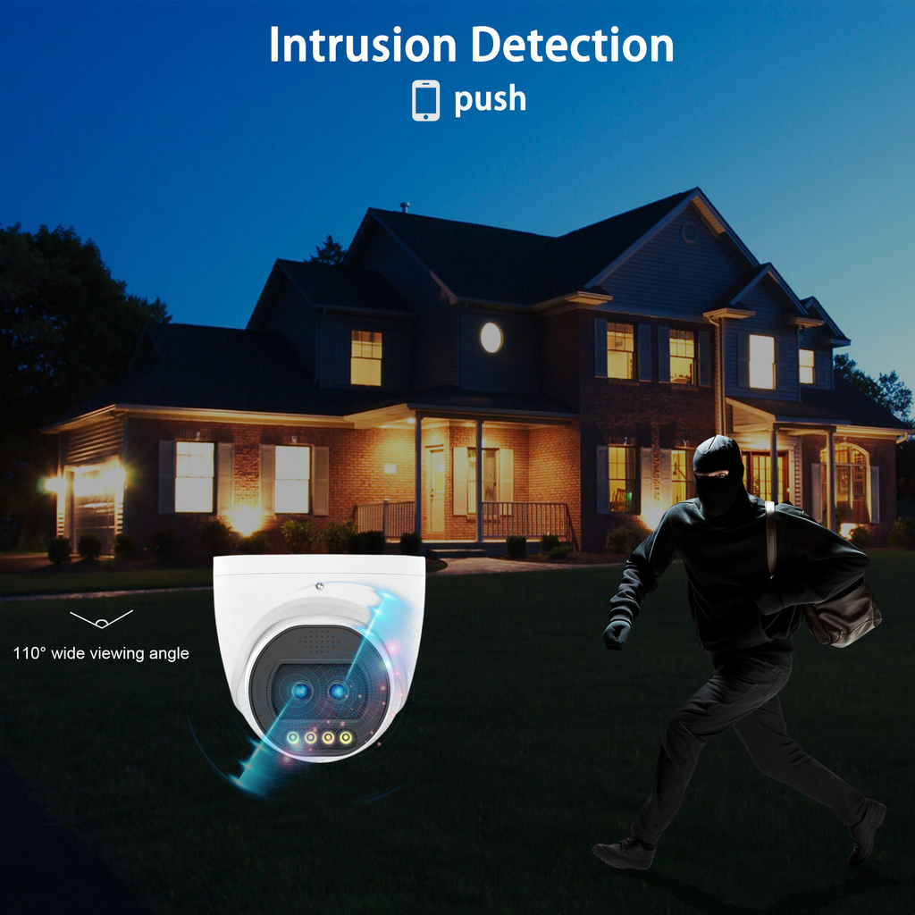 4MP Dome Camera With 6X Zoom, Full Color Night Vision, 60M IR, Two-Way Audio, IP66 Waterproof Security Camera
