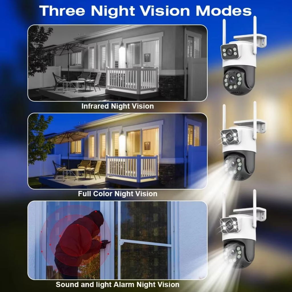 Tuya APP 2MP+2MP or 4MP+4MP Outdoor Bullet Ptz Dual Lens WIFI IP Camera