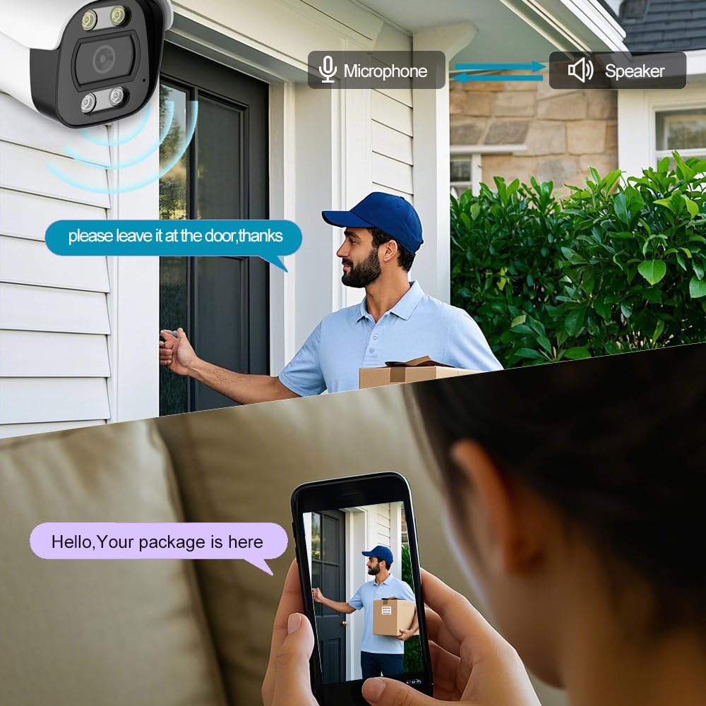Tuya Smart APP 5MP PoE IP Bullet Camera Outdoor, Full Color Security IP Camera with Smart Dual Light, Two Way Talk