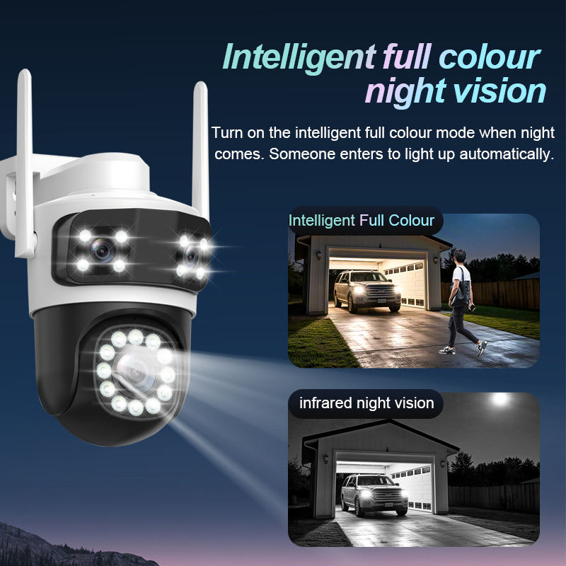 Tuya APP Three Lens Outdoor WIFI IP Camera