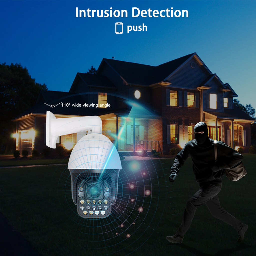 4K PTZ Camera 20X Optical Zoom Metal Housing Full Color Night Vision 180m IR IP66 Waterproof Home Security Network Camera
