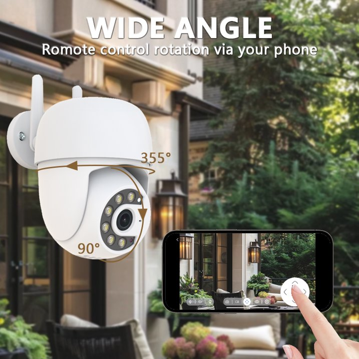Tuya Smart APP 5.0MP Outdoor Security 355° Pan 90° Tilt Dual Light Full-Color Night Vision 2.4G WiFi Home IP Network