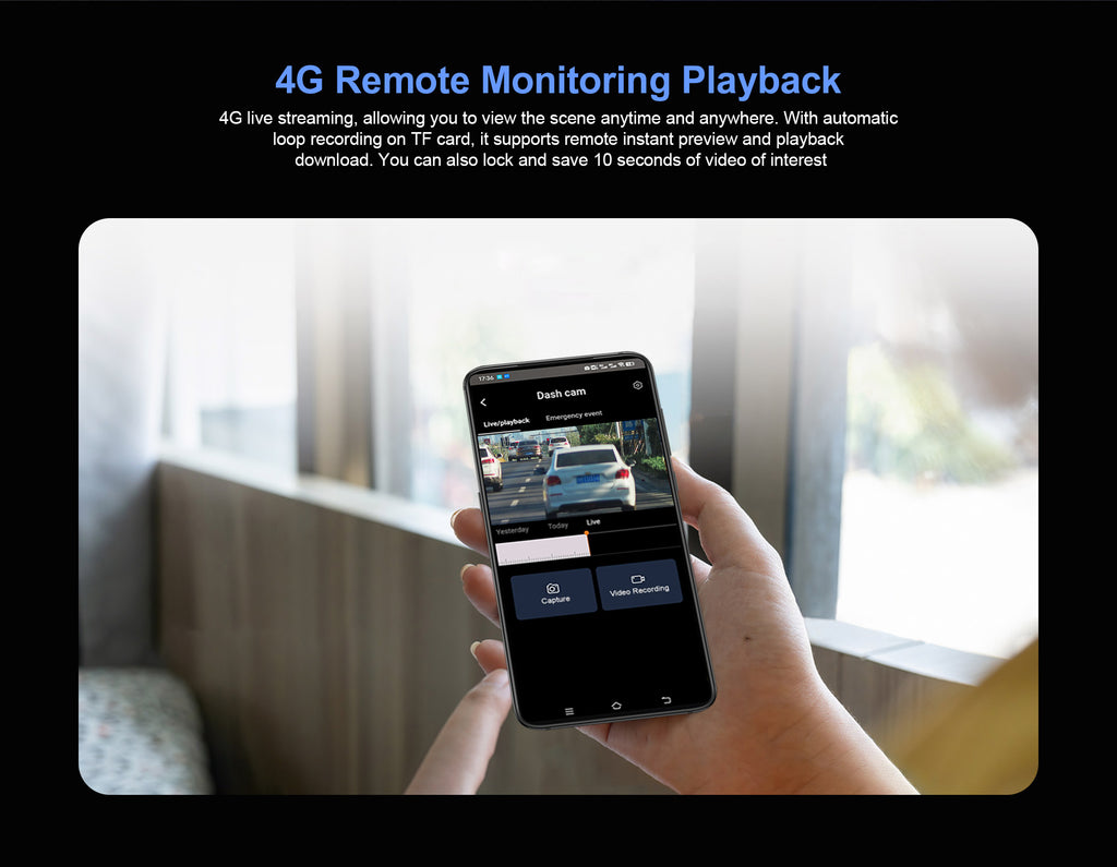 InLifecam 2K+1080P Dual Lens 4G Cloud DashcamCar Dash Camera Night Vision Driving Recorder Dashcam