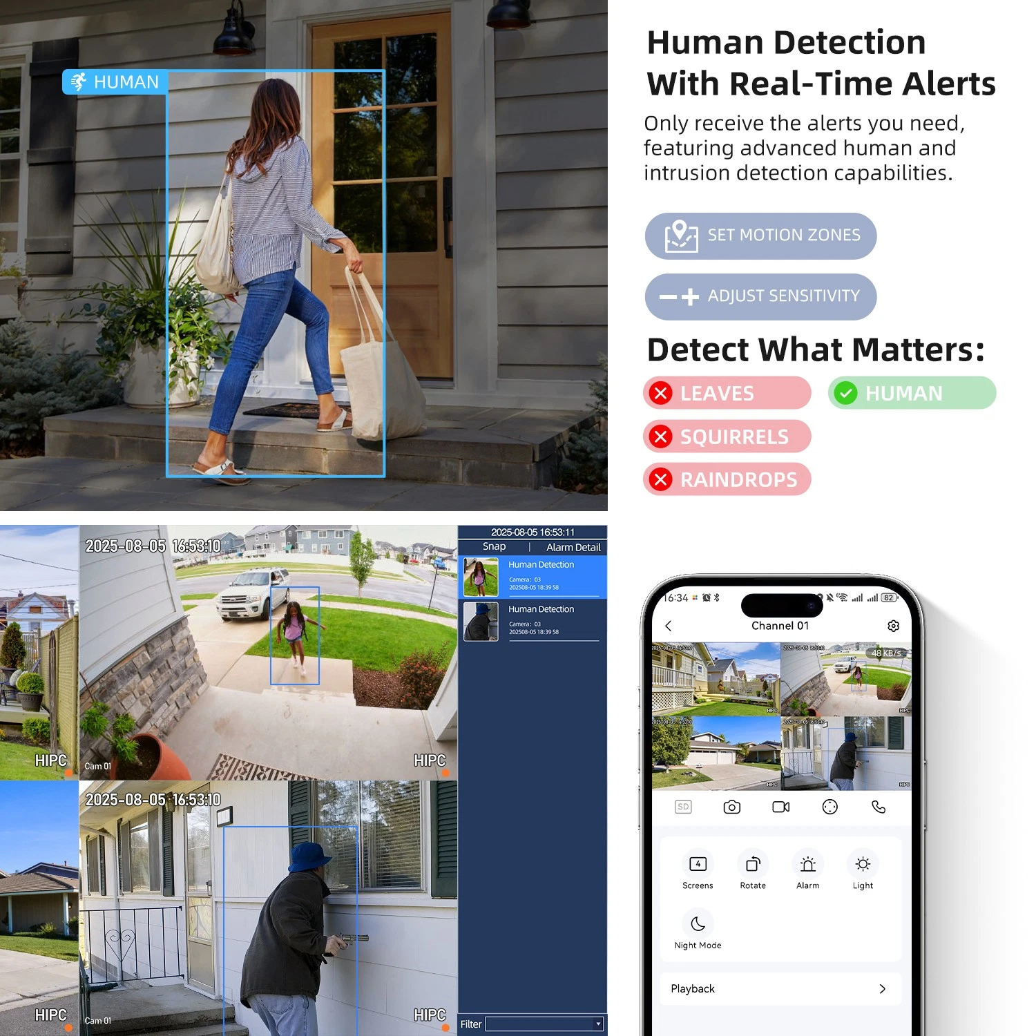Tuya APP 5MP 4CH/8CH Indoor Outdoor Turret/ Bullet IP Camera POE NVR SUrveillance Security System
