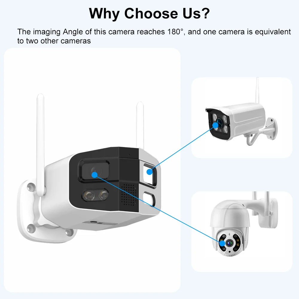 Tuya Smart WiFi Dual Lens Panoramic Camera 4MP 2K Outdoor Binocular Security Camera 180° Wide Angle Full Color Night Vision