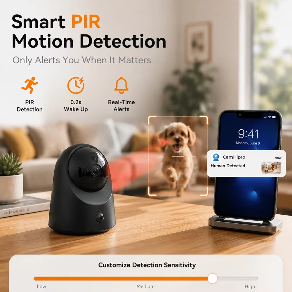 2K 100% Wireless Battery Indoor Security Camera 20m Infrared Night Vision TF Storage/Cloud PIR Motion Detection 2.4GHz WiFi