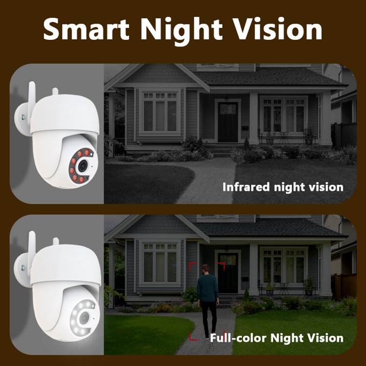 Tuya Smart APP 5.0MP Outdoor Security 355° Pan 90° Tilt Dual Light Full-Color Night Vision 2.4G WiFi Home IP Network