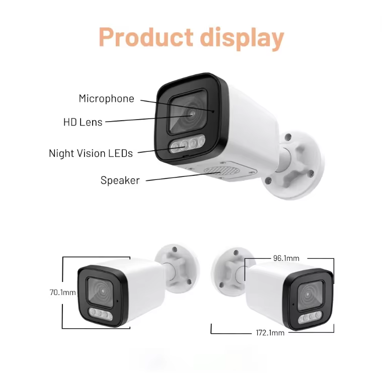 POE CCTV IP Camera VideoLink APP 8MP 4K IP66 Waterproof 1 Way Audio Dual Light Night Vision