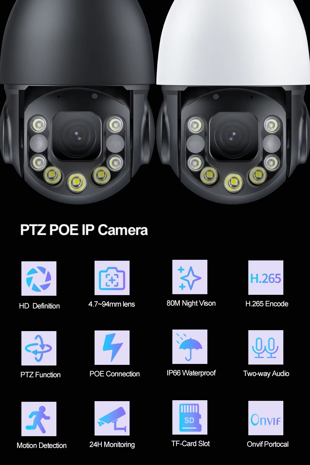 Factory Auto Tracking POE IP Camera with 20x Optical Zoom 4K 8MP Hik Protocol Compatible CMOS Sensor Night Vision Built-in Mic