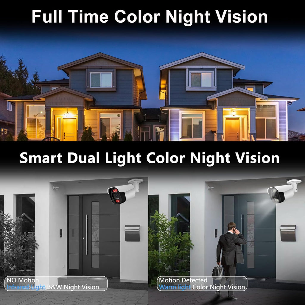 Tuya Smart APP 5MP PoE IP Bullet Camera Outdoor, Full Color Security IP Camera with Smart Dual Light, Two Way Talk