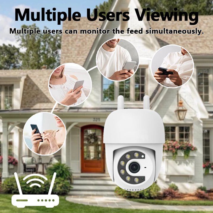 Tuya Smart APP 5.0MP Outdoor Security 355° Pan 90° Tilt Dual Light Full-Color Night Vision 2.4G WiFi Home IP Network
