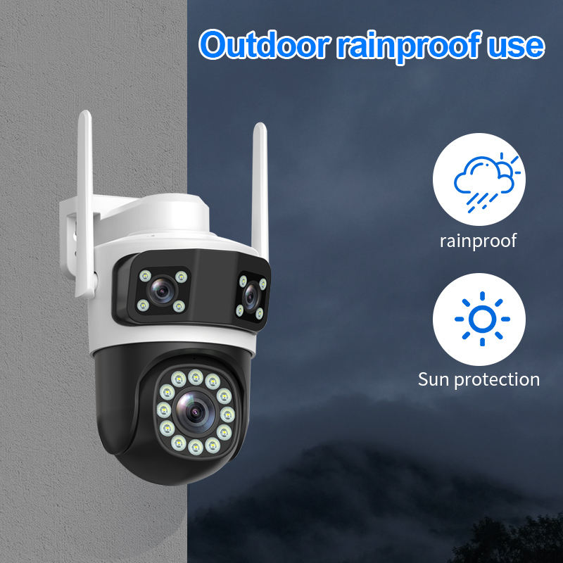 Tuya APP Three Lens Outdoor WIFI IP Camera
