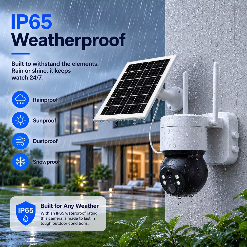 3MP Tuya APP Wireless WiFi PIR Human Detection Motion Tracking Patrol CCTV Battery Solar PTZ Surveillance Camera Outdoor