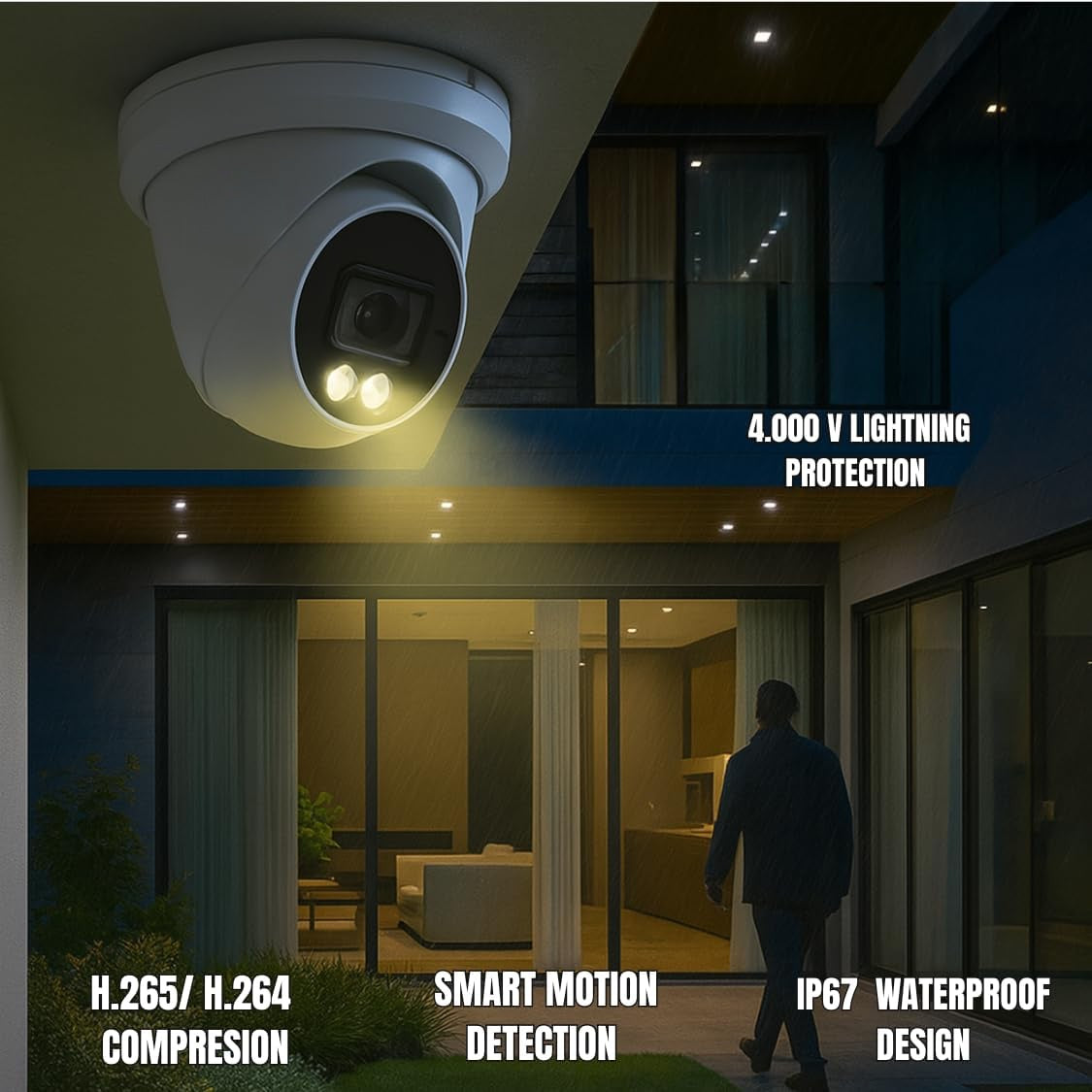 Surveillance Products Network Camera Tuya Smart APP 5MP Security Camera System Dome PoE Turret IP Camera Full-Color Night Vision, High Resolution Monitor
