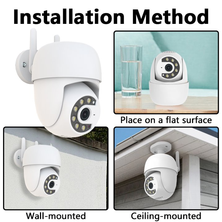 Tuya Smart APP 5.0MP Outdoor Security 355° Pan 90° Tilt Dual Light Full-Color Night Vision 2.4G WiFi Home IP Network