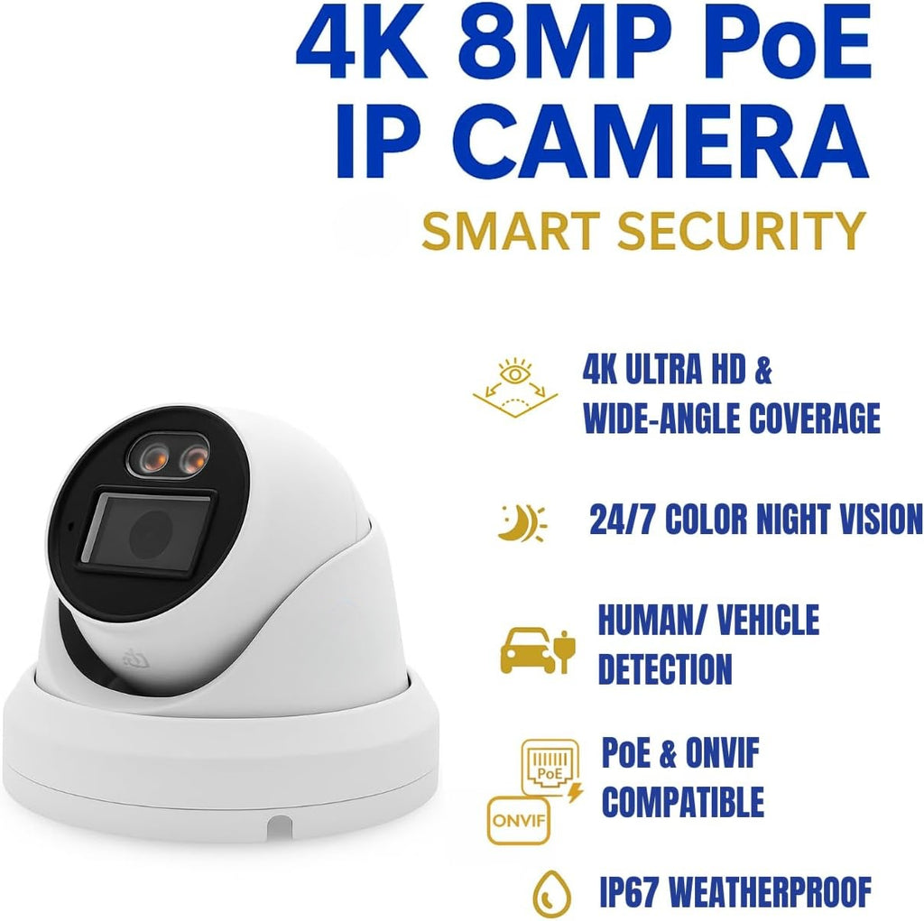 Surveillance Products Network Camera Tuya Smart APP 5MP Security Camera System Dome PoE Turret IP Camera Full-Color Night Vision, High Resolution Monitor