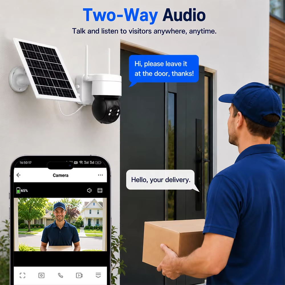 3MP Tuya APP Wireless WiFi PIR Human Detection Motion Tracking Patrol CCTV Battery Solar PTZ Surveillance Camera Outdoor