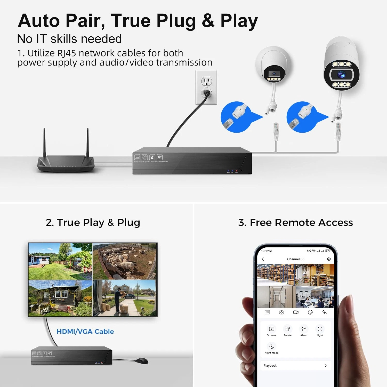 Tuya APP 5MP 4CH/8CH Indoor Outdoor Turret/ Bullet IP Camera POE NVR SUrveillance Security System