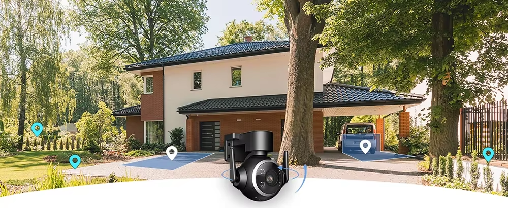 5X Optical Zoom 5MP Outdoor WiFi IP PTZ Camera 2.4/5Ghz Dual Band Humanoid Tracking Spotlight Color Night Vision Security Camera