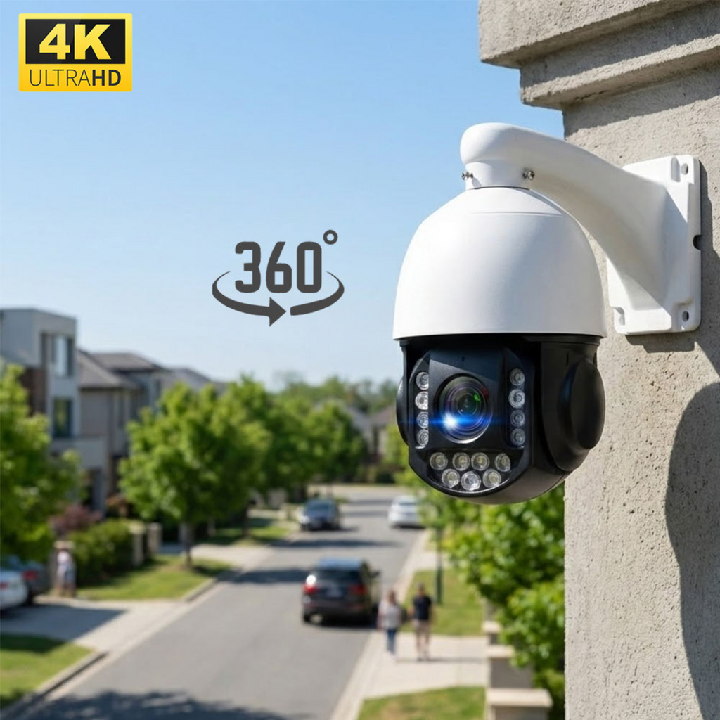 4K CCTV Camera 18X Optical Zoom Full Color Night Vision Two-Way Audio TF Card Weatherproof Security Camera for Home & Business