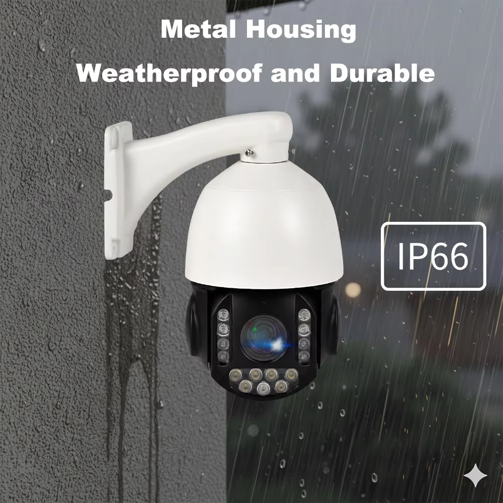 4K CCTV Camera 18X Optical Zoom Full Color Night Vision Two-Way Audio TF Card Weatherproof Security Camera for Home & Business