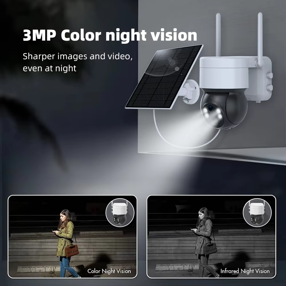 Tuya SmartLife 4G 3MP IP65 Waterproof Human Tracking Full Color Night Vision Surveillance Smart Security Solar CCTV IP Camera