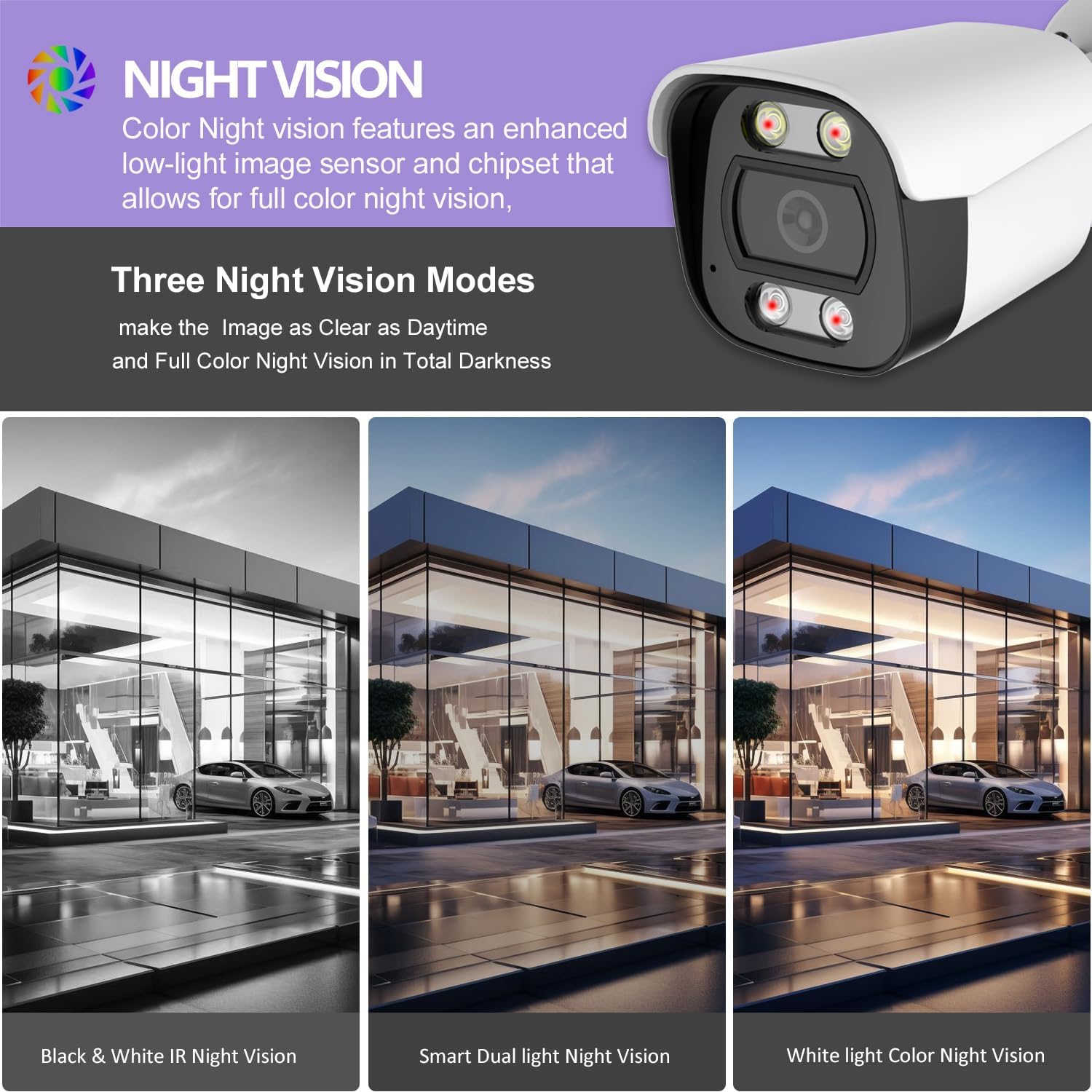 Tuya Smart APP 5MP PoE IP Bullet Camera Outdoor, Full Color Security IP Camera with Smart Dual Light, Two Way Talk