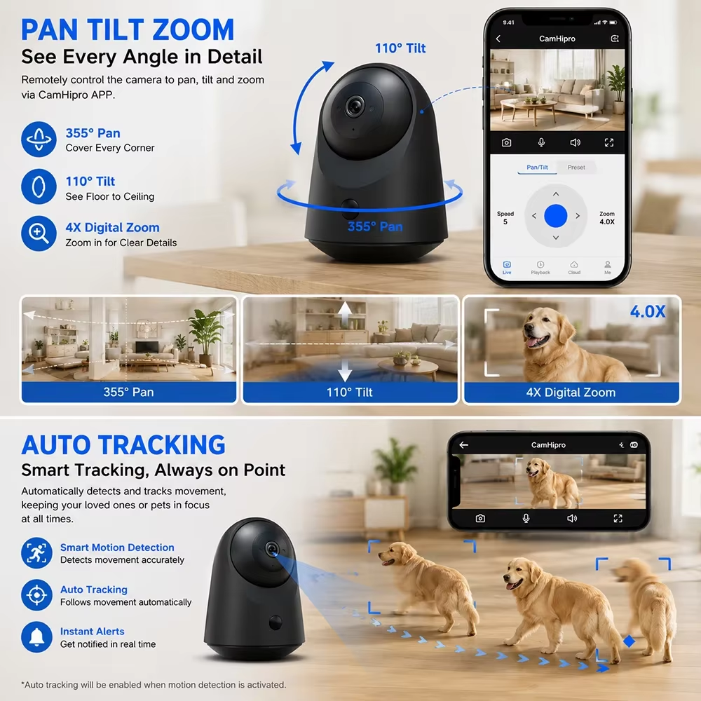 2K 100% Wireless Battery Indoor Security Camera 20m Infrared Night Vision TF Storage/Cloud PIR Motion Detection 2.4GHz WiFi