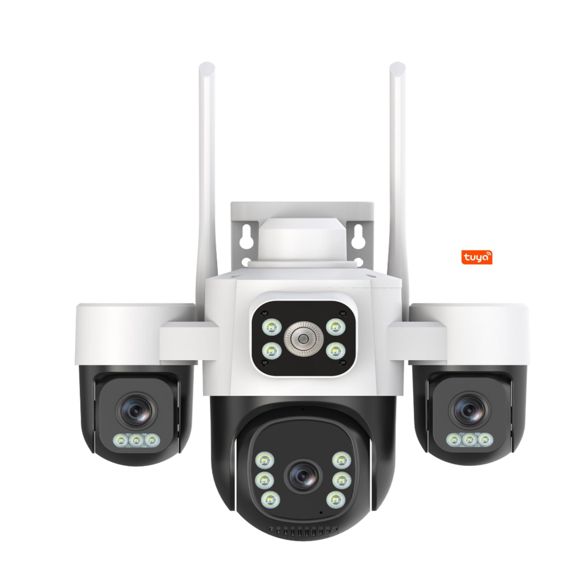 Tuya Smart APP OEM Outdoor WI-FI Wireless PTZ Camera 6MP 3 Lens 3 Screen CCTV Security WiFi Camera 4 Lenses Connect Phone