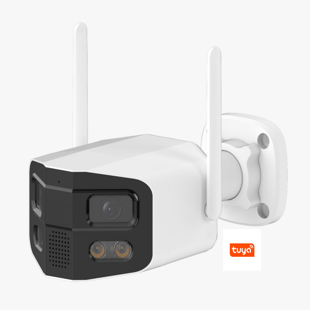 Tuya Smart WiFi Dual Lens Panoramic Camera 4MP 2K Outdoor Binocular Security Camera 180° Wide Angle Full Color Night Vision