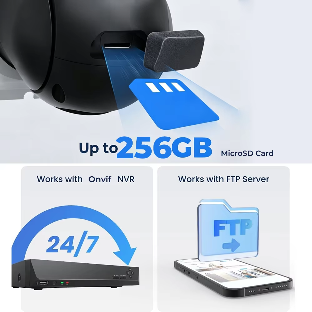Outdoor 2*4MP Dual Lens Optical Zoom WiFi PTZ Security Camera Auto Zoom Tracking AI Human Vehicle Detect Color Night Vision