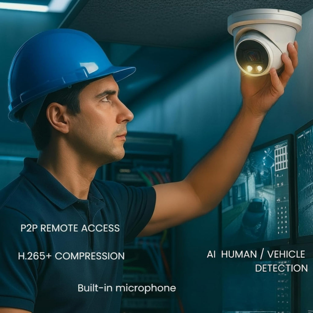 Surveillance Products Network Camera Tuya Smart APP 5MP Security Camera System Dome PoE Turret IP Camera Full-Color Night Vision, High Resolution Monitor