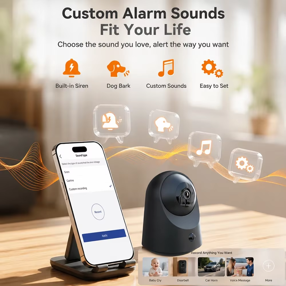2K 100% Wireless Battery Indoor Security Camera 20m Infrared Night Vision TF Storage/Cloud PIR Motion Detection 2.4GHz WiFi